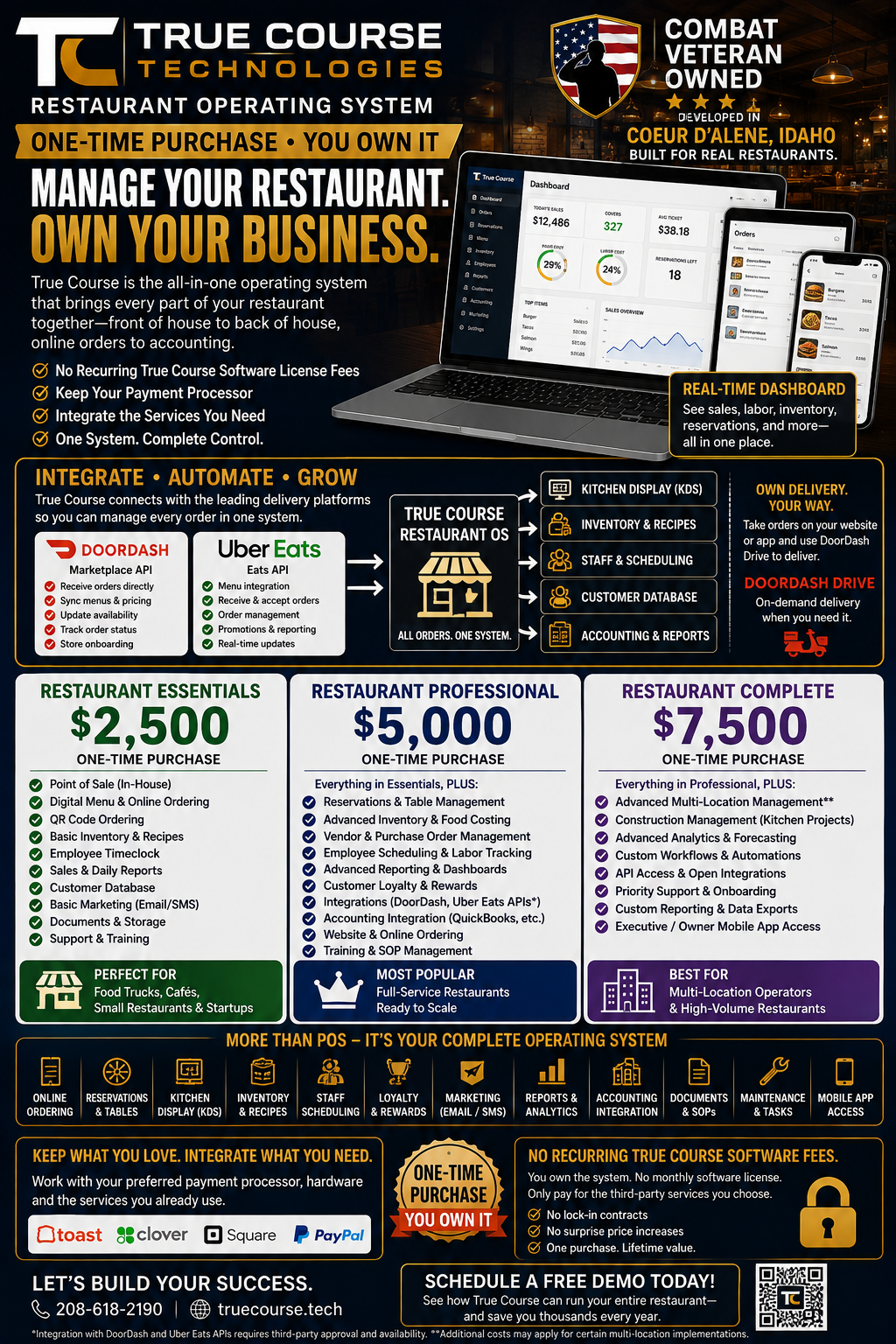 TrueCourse Restaurant Operating System overview and package comparison